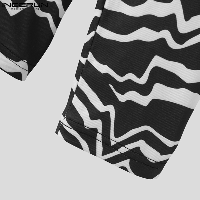 Áo thun INCERUN dài tay cổ cao vạt không đối xứng thời trang cho nam