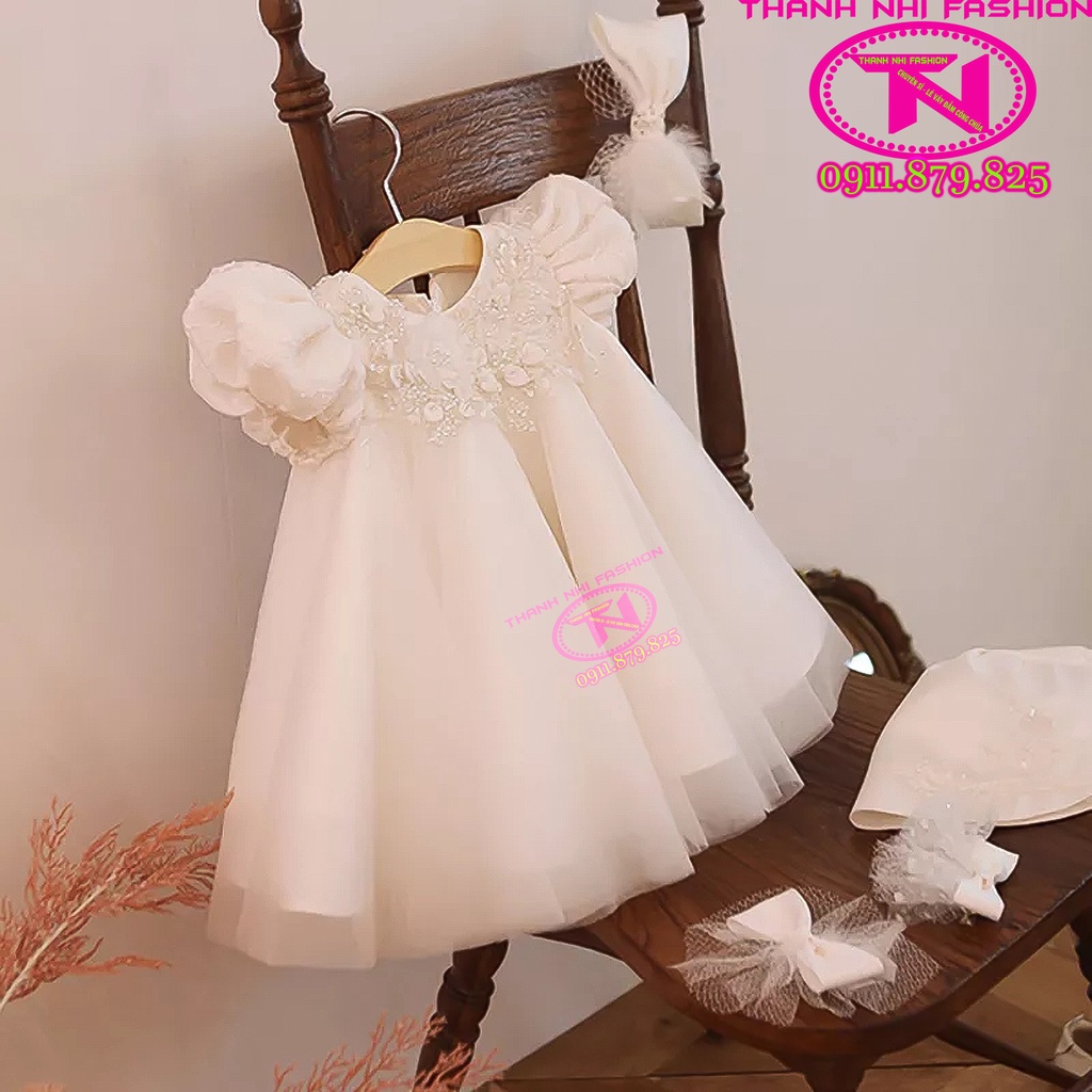 Váy Công Chúa cao cấp Lưới kết hoa - Váy bé gái hàng Thiết kế cao cấp Thanh Nhi Fashion TN014