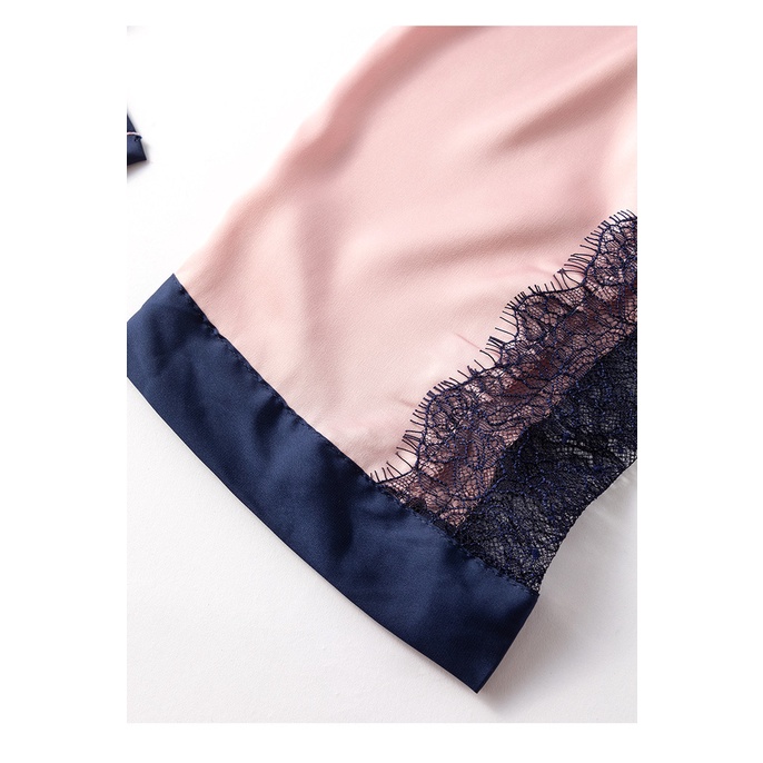 Bộ Đồ Ngủ 3 Món Bằng Lụa Mát Tay Dài Phối Ren Thời Trang Mùa Hè Xinh Xắn Cho Nữ