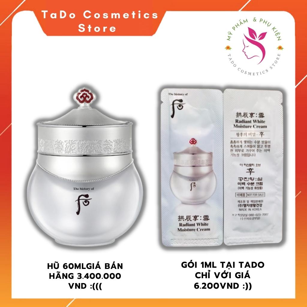 Kem dưỡng trắng da mặt Whoo Radiant  White Moisture Cream 1ML , dưỡng ẩm , mờ thâm nám , da sáng ngời chống lão hóa