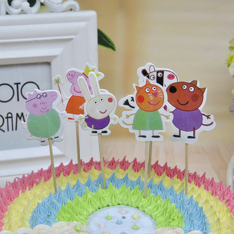 Set 24 que topper cắm trang trí bánh hình chuột Mickey/ Minnie/ Doraemon/ Hello Kitty xinh xắn