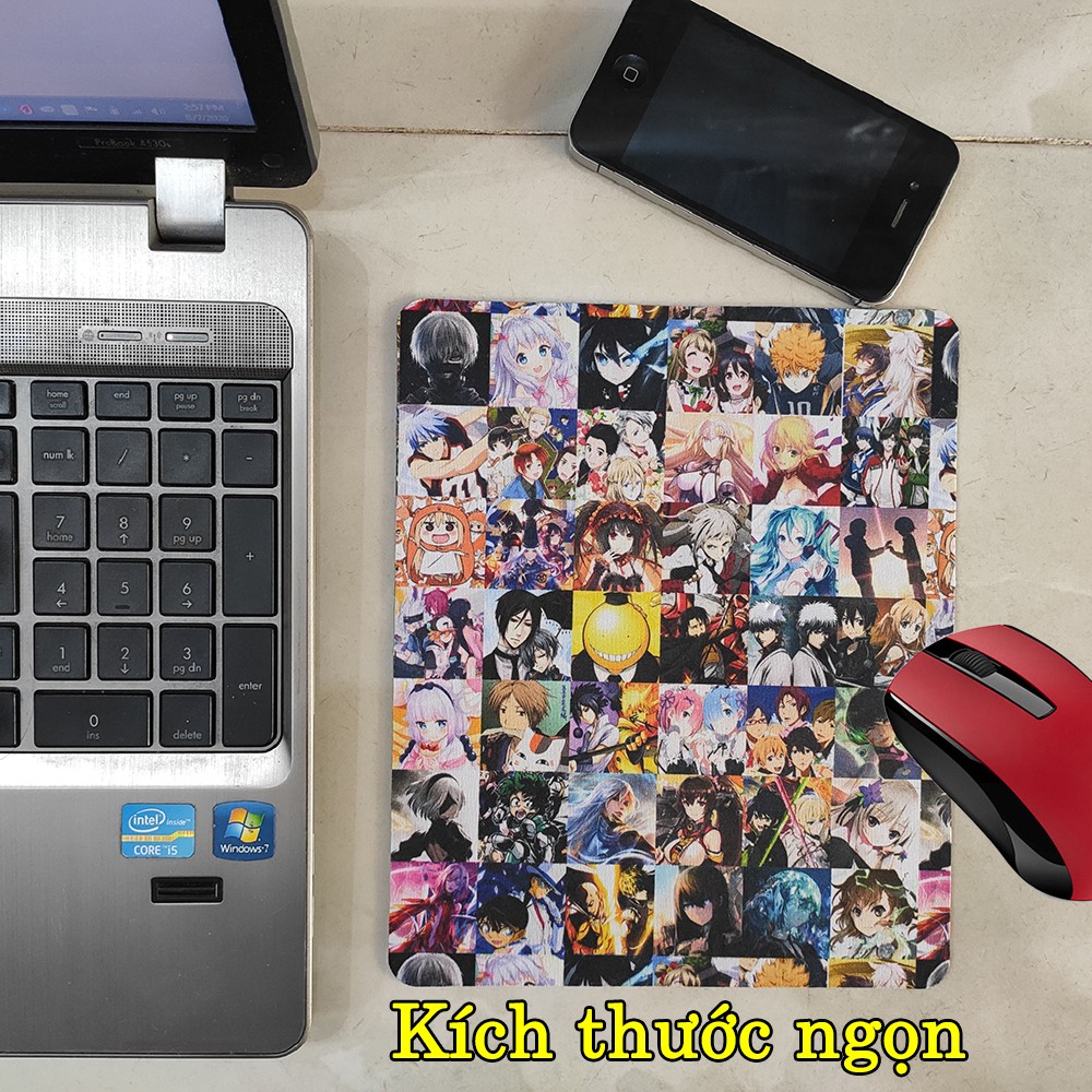 Lót chuột máy tính hình Anime kích cỡ bàn di chuột lớn 18x22cm chất liệu mouse pad cao su vải In ấn đầy đủ các nhân vật