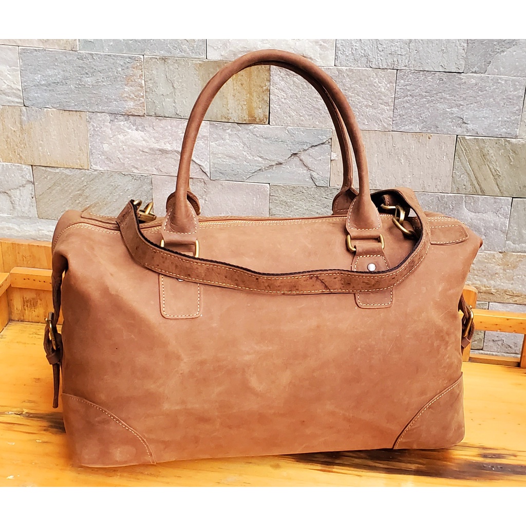 Túi xách du lịch, túi tập gym da bò sáp cá tính, bụi bặm