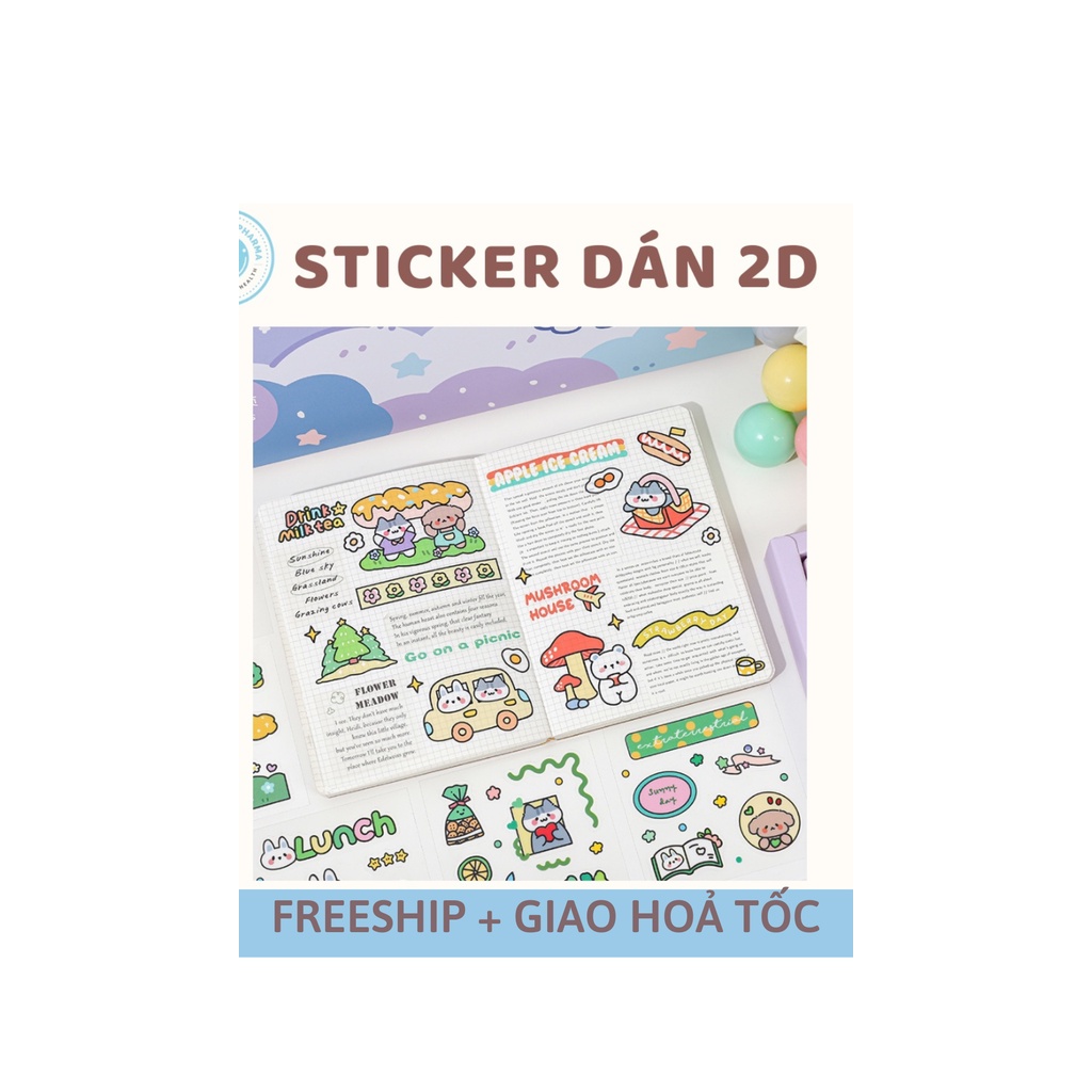 Sticker Trang Trí Dễ Thương, Miếng Dán 2D / 3D Trang Trí Ốp Điện Thoại, Bình Nước Có Sẵn Keo, 3D Kute Trang Trí…