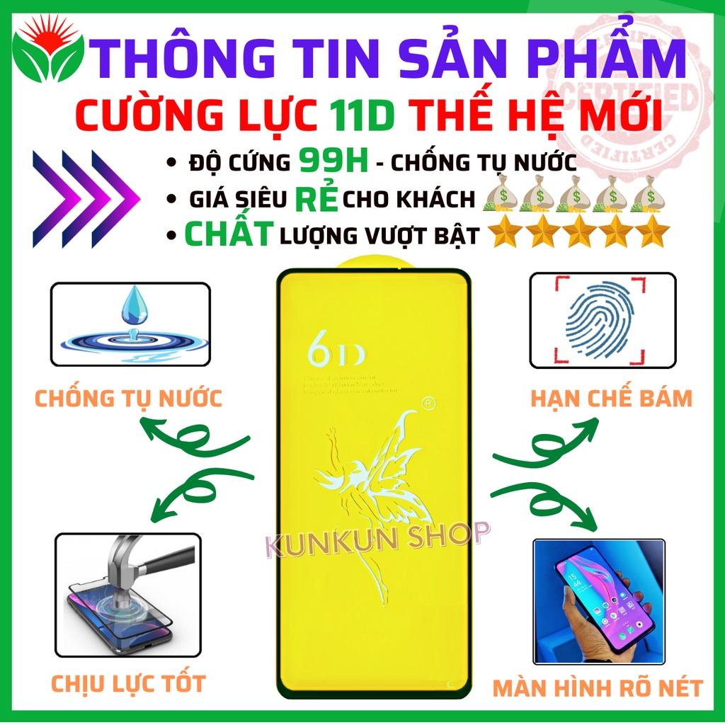 Kính Cường Lực Vsmart Active 3 - Full màn hình 21D - Độ cứng 11H (Loại mới siêu chuẩn)