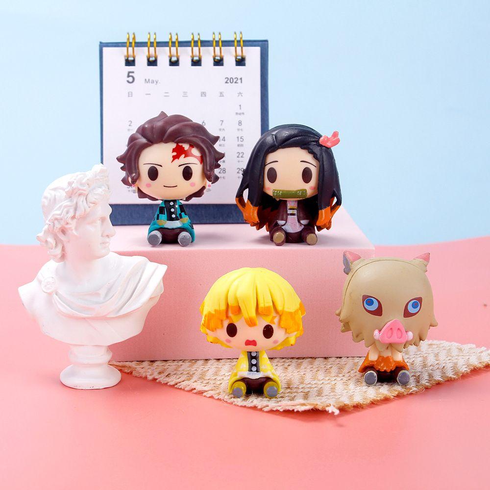 Set 4 Mô Hình Nhân Vật Hoạt Hình Kamado Tanjirou Demon Slayer Kimetsu No Yaiba Kamado Nezuko Agatsuma Mini Dễ Thương