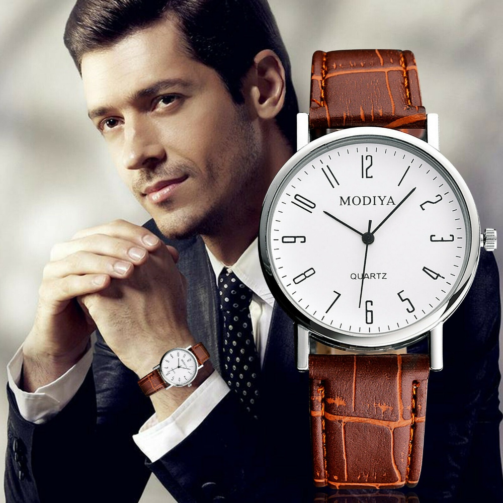 Đồng Hồ Cơ MODIYA Bằng Thép Không Gỉ Với Dây Đeo Da Thời Trang Cho Nam