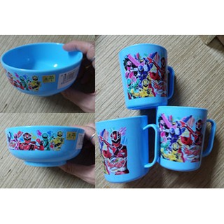 Combo 4 chén cơm nhựa và 4 ly nhựa có tay cầm cho bé in hình siêu nhân