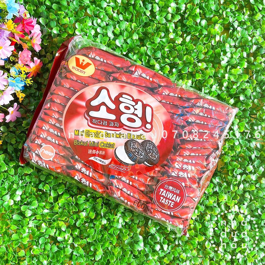 Bánh oreo mini kẹp kem 4 vị HS Hongkong gói lớn 600g gồm 60 cái nhỏ bên trong