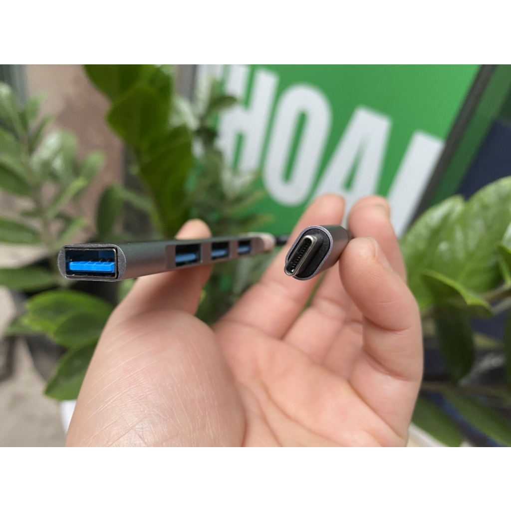 Bộ chia 1 cổng TYPEC ra 4 Cổng USB 3.0-Tốc độ truyền dữ liệu Gbps-Vỏ kim loại Siêu Chắc Chắn