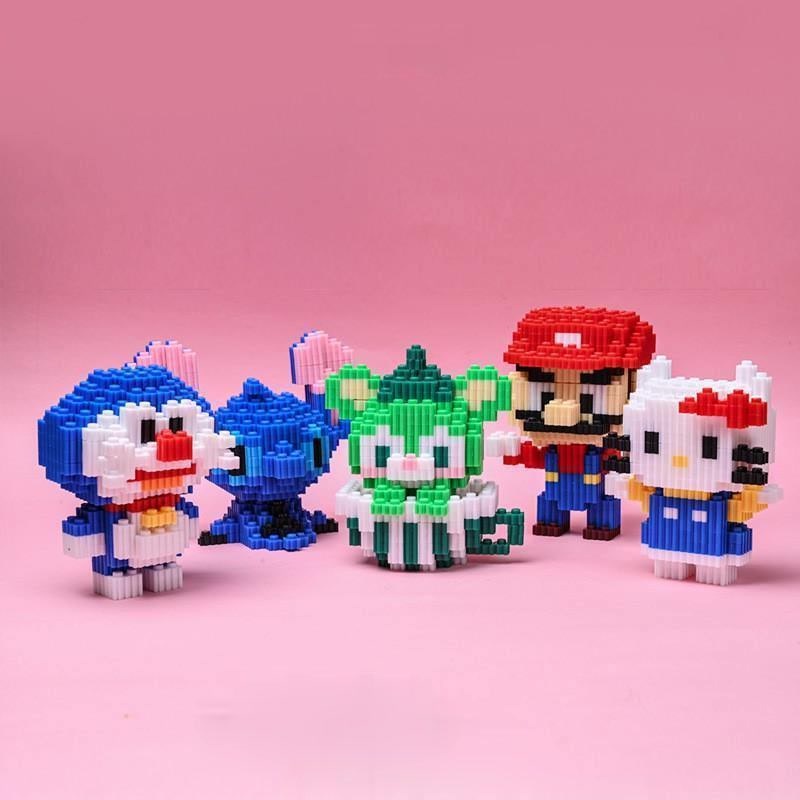 Đồ chơi lắp ghép mini bộ đồ chơi mô hình lắp ráp các nhân vật hoạt hình 3d ironman,minecraft,one piece,doraemon E1086