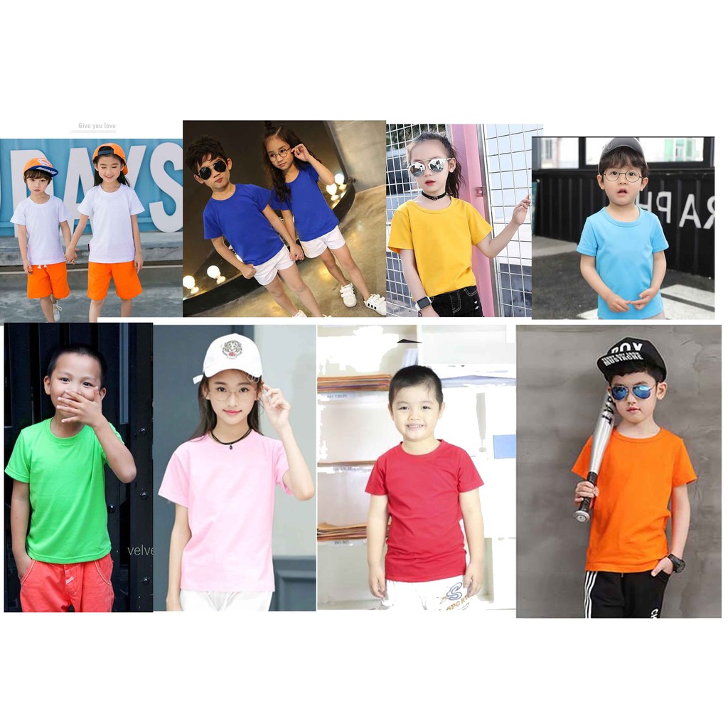 combo 5 áo thun trơn đủ màu cho bé  vải cotton