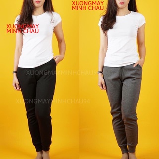 Quần Jogger Nữ Len Tăm Bigisze Bo Gấu Minh Châu, Quần Thể thao Dài Cạp Chun Lưng Cao