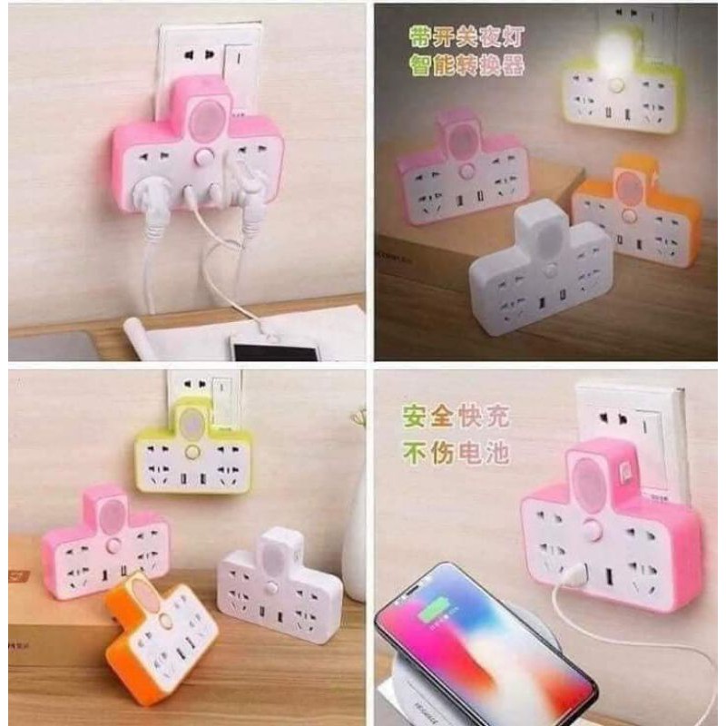 Ổ cắm điện kiêm đèn ngủ và cống sạc USB , ổ cắm điện đa năng dụng cụ thiết bị gia đình