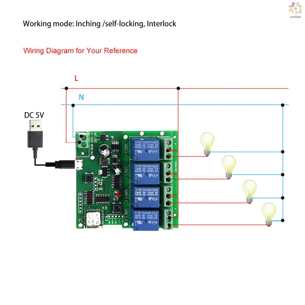 GOOGLE Công Tắc Điều Khiển Từ Xa Thông Minh Wifi Bl Ewelink 4ch Dc 5v 12v 32v