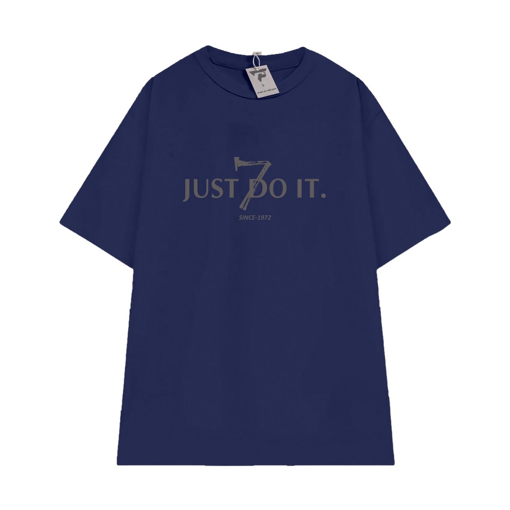 Áo thun basic unisex nam nữ tay lỡ form rộng in chữ JUST DO IT cá tính FPLUS FP129