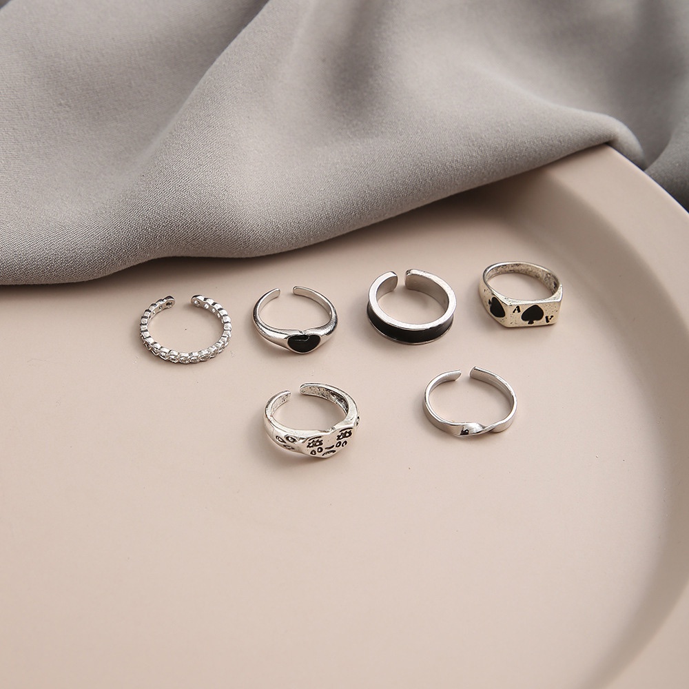 Set 6 Nhẫn Đeo Tay Kim Loại Phong Cách Retro Cho Nữ