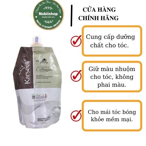 Dầu Ủ Tóc Collagen Karseell 500ml Siêu Mượt Phục Hồi Tóc Hư Tổn Nobiishop Hàng Chuẩn