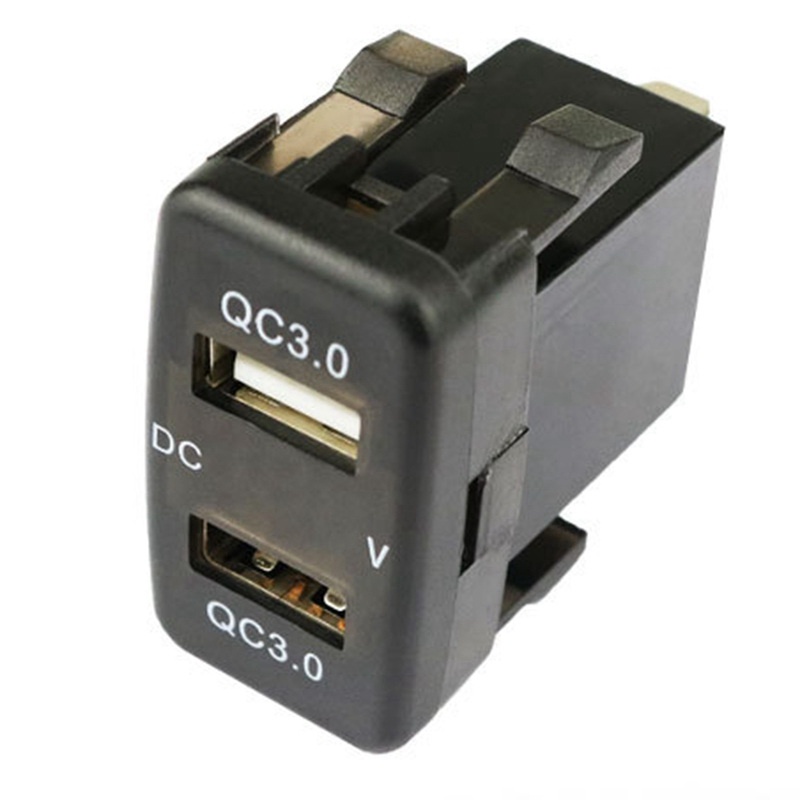 Sạc nhanh USB3.0 kép trên ô tô với vôn kế hiển thị Bộ sạc ô tô điện áp đen cho ô tô