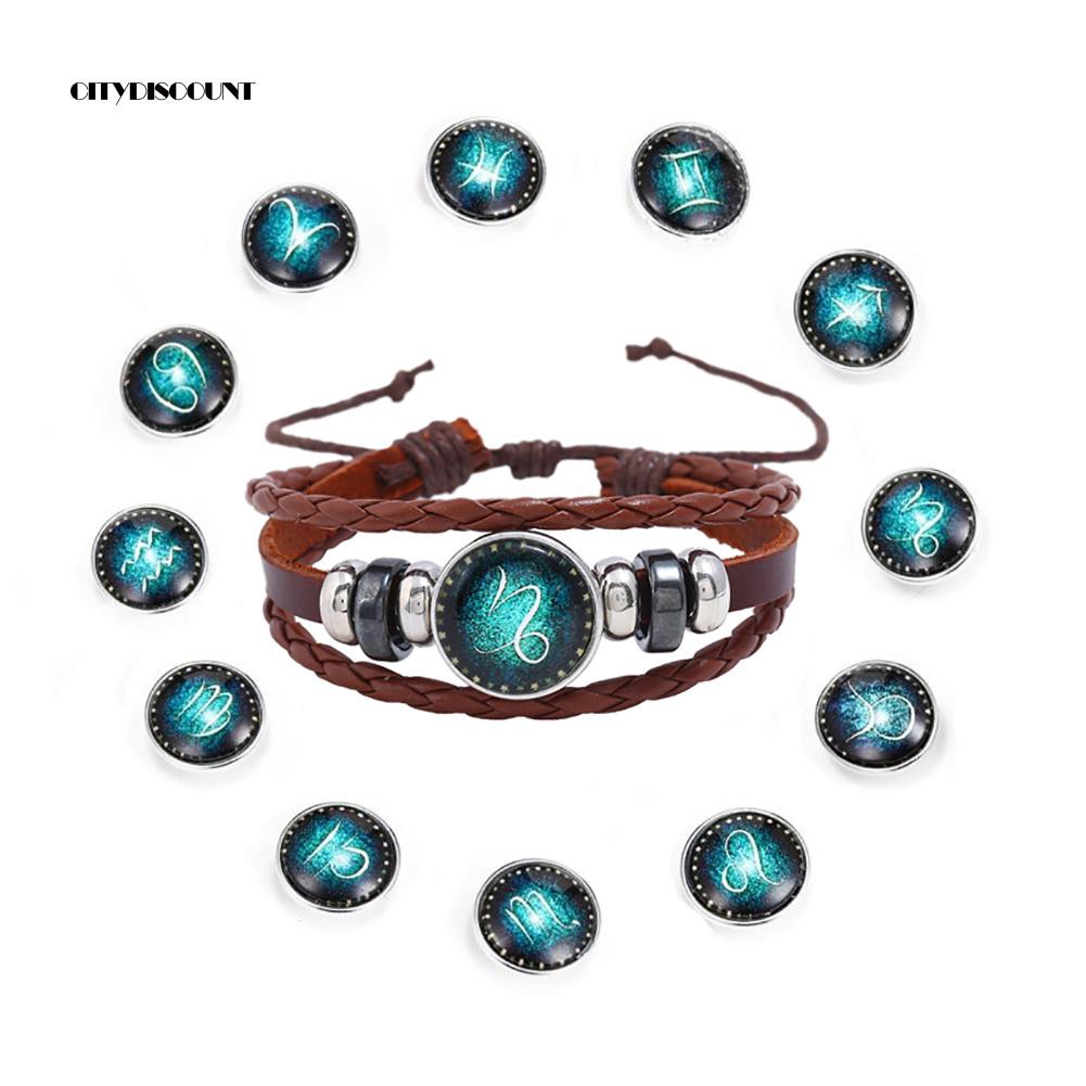 Vòng đeo tay nhiều dây mặt 12 cung hoàng đạo cổ điển