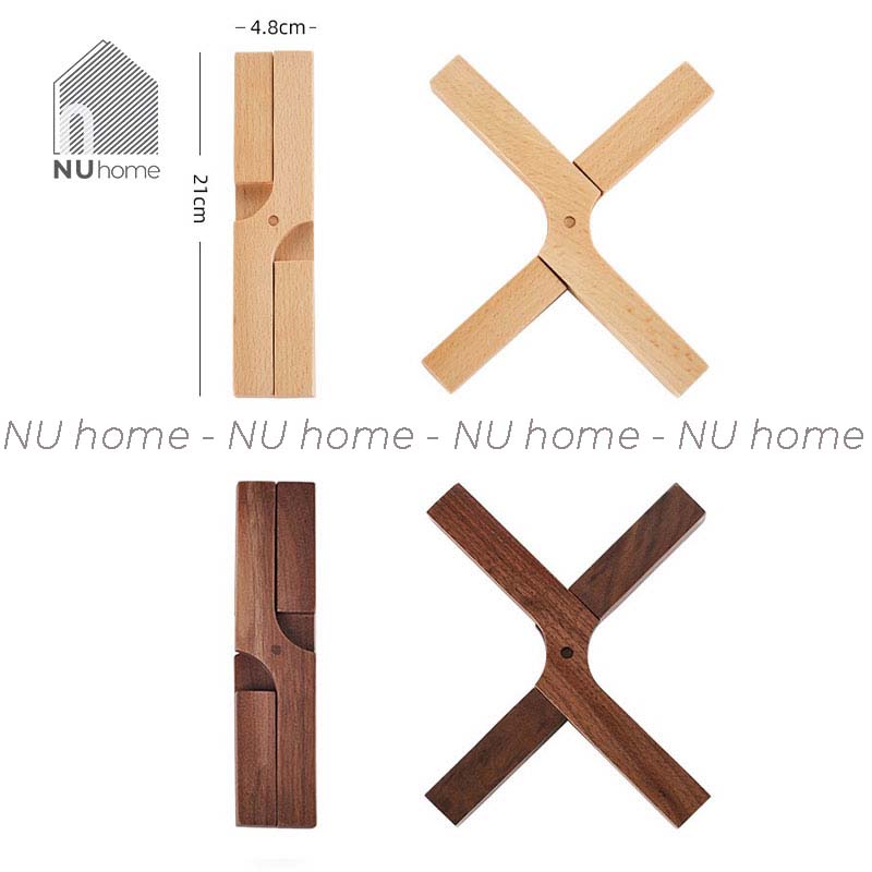 nuhome.vn | Đế lót nồi chữ X thiết kế đơn giản, phong cách mộc mạc với chất liệu bằng gỗ tự nhiên chiụ được nhiệt độ cao