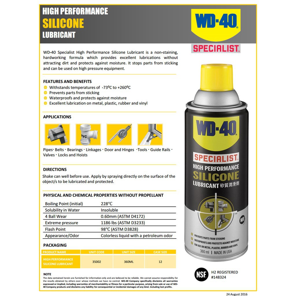 [ LÊN DÙNG] Chai Chất Bôi trơn Silicon, tác dụng cao WD-40 Specialist Food Grade (360ml)