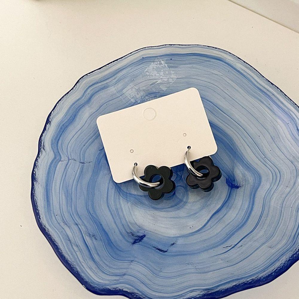 Bông Tai WMES15H Hình Hoa Bằng Đồng Màu Đen Phong Cách Pháp Cổ Điển Thời Trang Cho Nữ