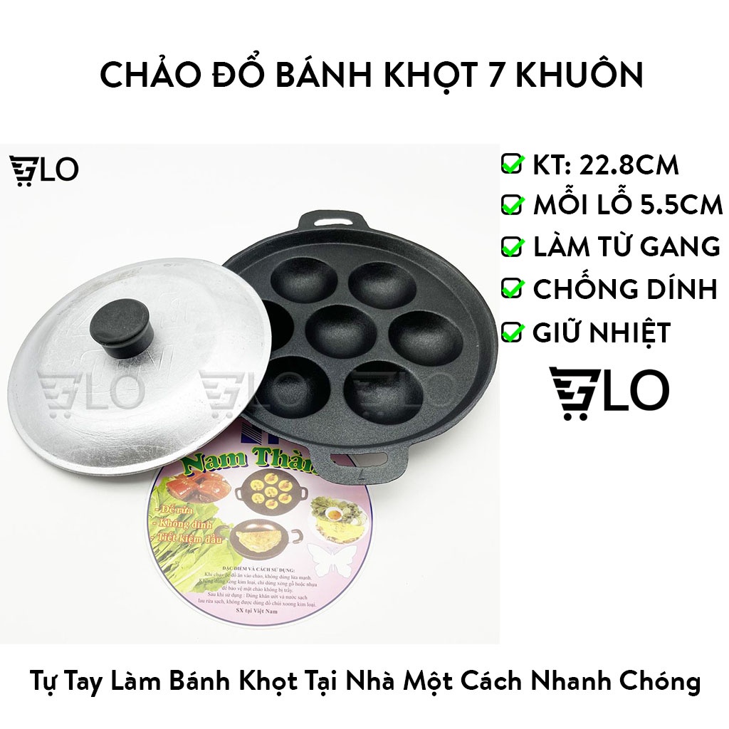 Chảo Đổ Bánh Khọt 7 Khuôn Chống Dính