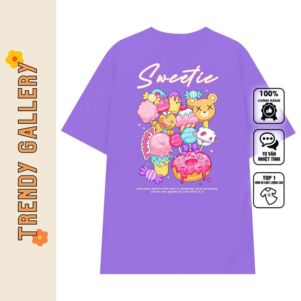 Áo Phông Nữ Form Rộng "sweetie" Trendy Gallery, Áo Thun Tay Lỡ Unisex In Hình Dễ Thương Ngọt Ngào Tv5072