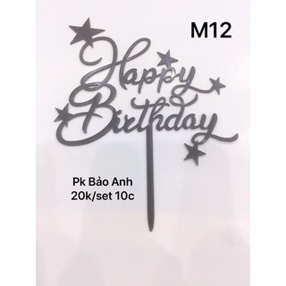 10 mika Happy Birthday 5 sao đen mẫu 12 trang trí bánh kem