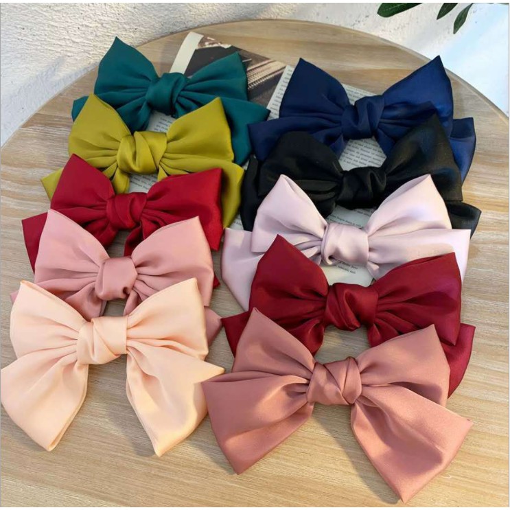 Kẹp tóc nơ lụa satin phong cách Hàn Quốc