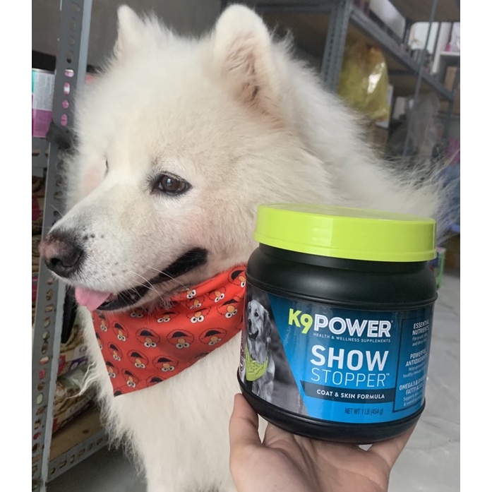 Bột dưỡng lông K9 ShowStopper cho chó giúp giảm rụng lông ;dưỡng dài và làm mượt lông 454gr