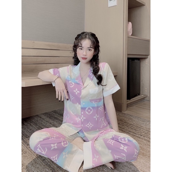 Đồ Bộ Ngủ Nguyên Set Pijama Cổ Thường Quần Dài Tay Cộc Lụa Mango Thiết Kế Cao Cấp Không Xù Mẫu Mới Hot Hit 2022