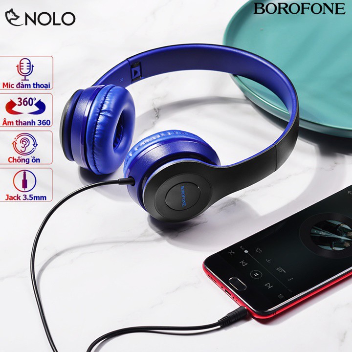 Tai Nghe Chụp Tai Cắm Dây AUX Borofone Model BO5 Dài Dây 120cm