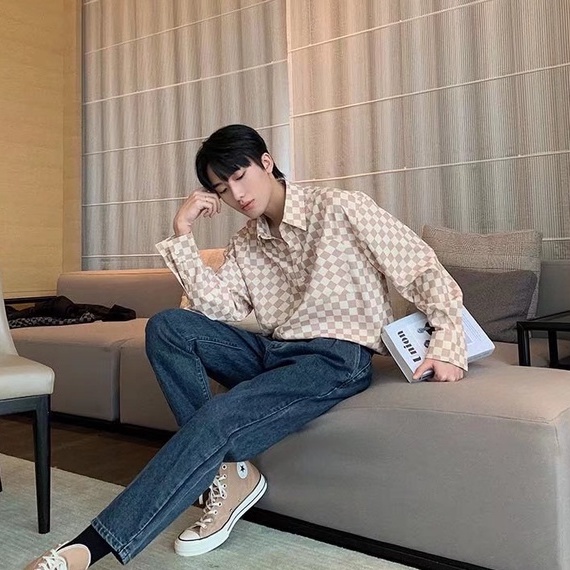 Áo Sơ Mi Tay Dài nữ  Dáng Rộng Kẻ Sọc Ca Rô 2022 Thời Trang áo sơ mi nam kẻ sọc bigsize unisex long sleeve top