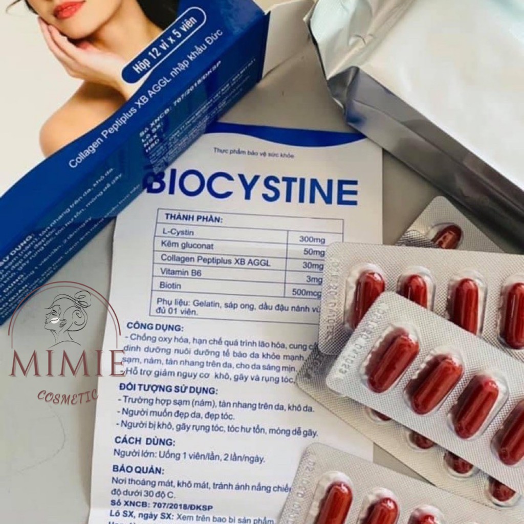 [CHÍNH HÃNG] VIÊN UỐNG BIOCYSTINE - VIÊN UỐNG ĐẸP DA, ĐẸP TÓC, CHỐNG LÃO HÓA HỘP 60 VIÊN