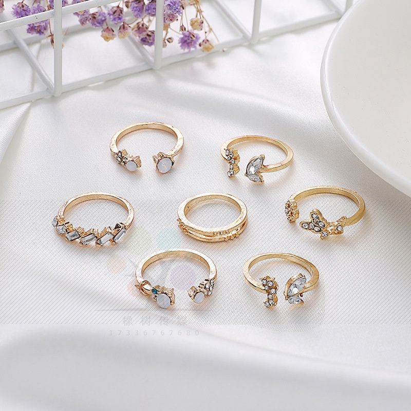 Bộ 7 nhẫn kiểu dáng vintage thời trang cho nữ