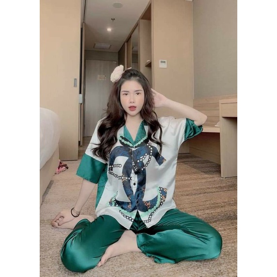 [xả kho] bộ pijama in hình 3D chất satin L1