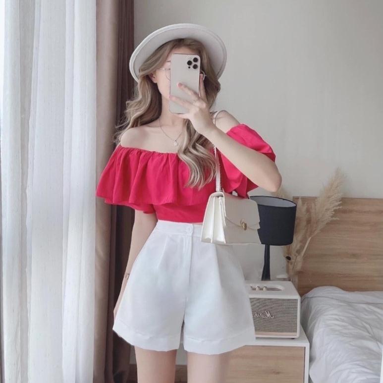 [FREESHIP - HÀNG LOẠI 1] ÁO TRỄ VAI BÈO CROPTOP 4 MÀU CLARA SIÊU XINH