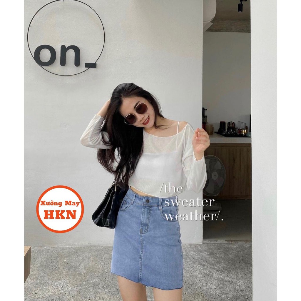 Sét Nữ Áo Dây Kèm Áo Croptop Dài Tay Cotton Xược Vải Đẹp Mềm Mại Mã 515 Xưởng May HKN