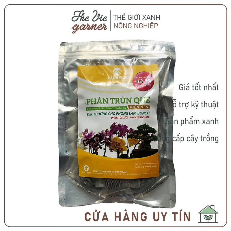 Phân trùn quế viên nén MINRO - Đâm chồi mạnh, ra rễ nhanh, hoa bền đẹp - 450gr