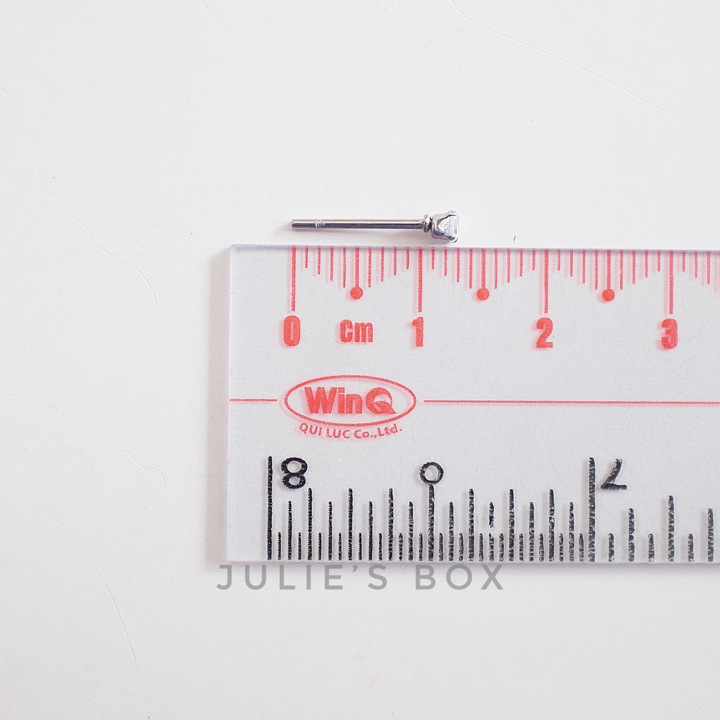 [1 CẶP] Bông Tai Inox Màu Bạc Unisex Đính Đá Tròn Đuôi Gài Không Gỉ Sét Không Ngứa Bông Tai Julies Box 66