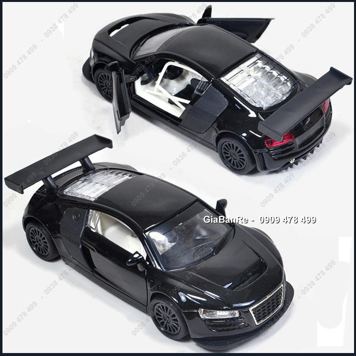 MÔ HÌNH KIM LOẠI SIÊU XE AUDI R8 LMS TỈ LỆ 1/32 15CM - ĐEN - 9612DE