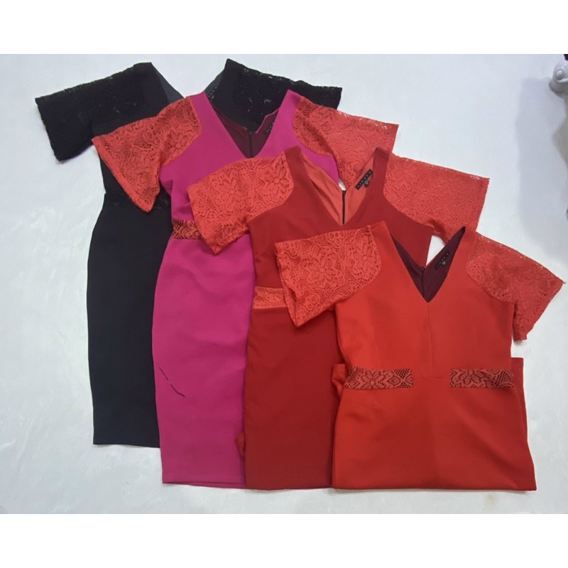 Đầm thun phối ren cổ tim TIANA 4 màu  - Thanh lý vnxk