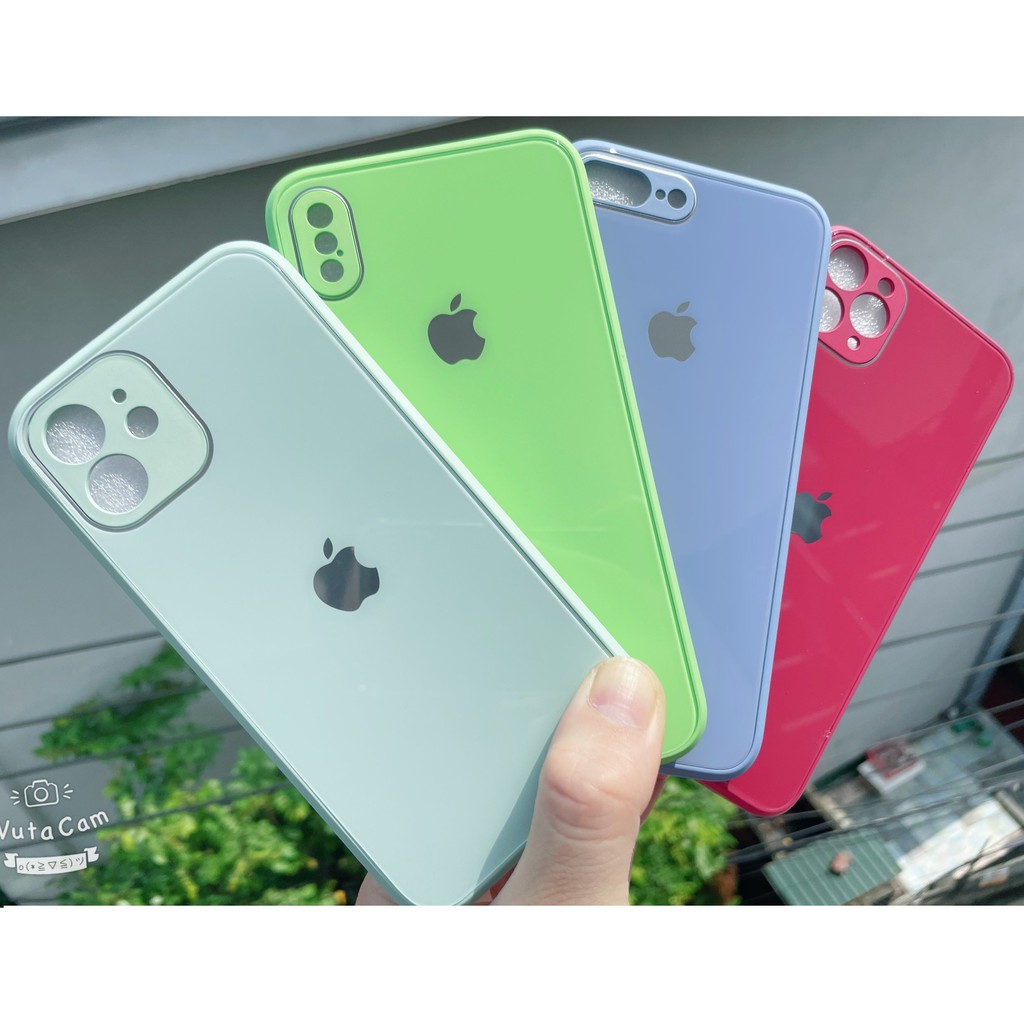 Ốp Lưng Ip 💖 𝘍𝘳𝘦𝘦𝘴𝘩𝘪𝘱 💖 Ốp Kính Viền Vuông Chống Bẩn Độ Iphone 12 Dành Cho Iphone 6 Đến 12 Pro Max