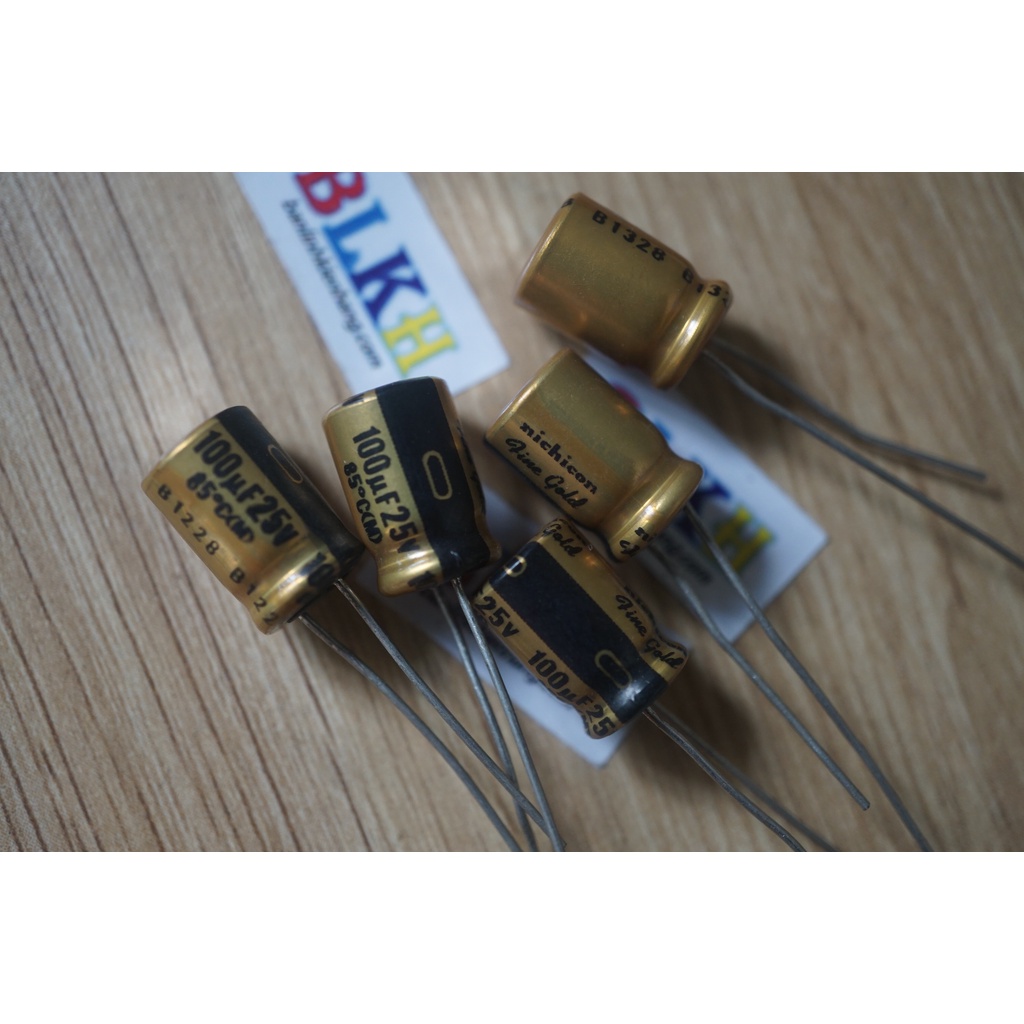 3 Tụ Hóa âm thanh Hifi 25V 100uF chính hãng Nichicon Find Gold