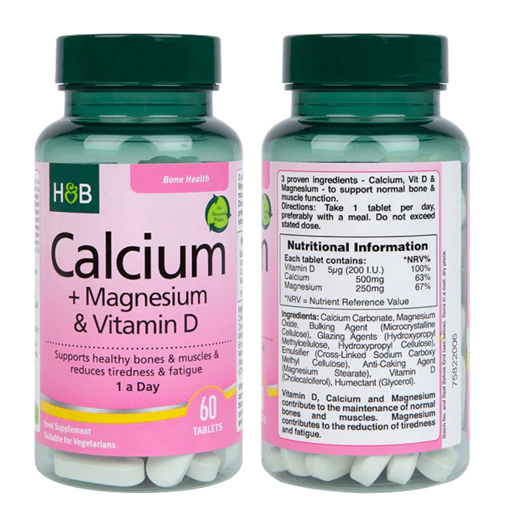 [TOP1 SHOPEE] Viên chắc khỏe xương bổ sung Canxi và Magie Holland & Barrett Calcium & Magnesium & Vitamin D3 (Bill Anh)