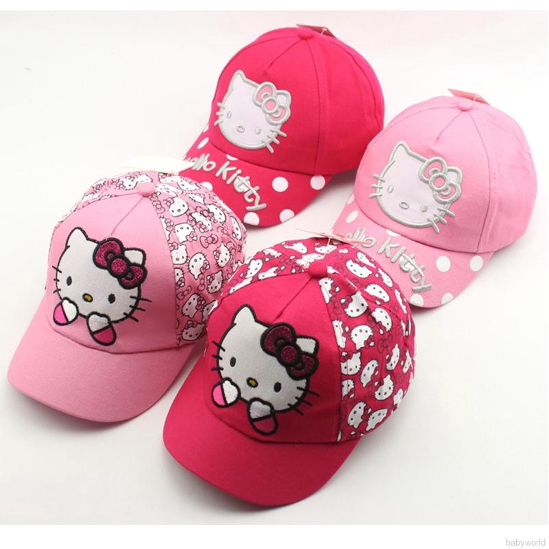 Mũ lưỡi trai thêu hình mèo Hello Kitty cho bé gái