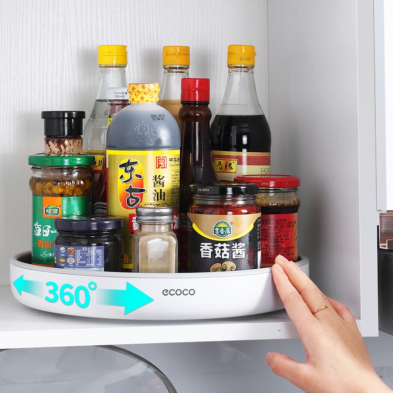 ĐĨA XOAY ĐA NĂNG 360 độ, Khay để gia vị , đựng đồ nhà tắm Ecoco chính hãng