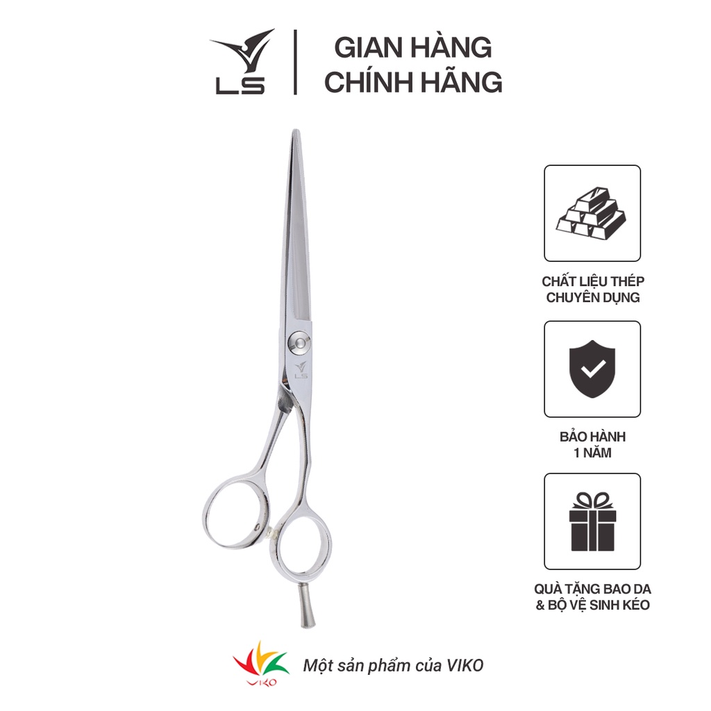 Combo 2 kéo cắt tỉa cao cấp VLS, kéo cắt lưỡi thẳng JP601, Kéo tỉa chuôi offset vênh JT3230